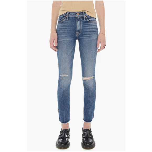 NWT $278 MOTHER the Dazzler Ripped Mid Rise Ankle Slim Jeans - Picture 1 of 3